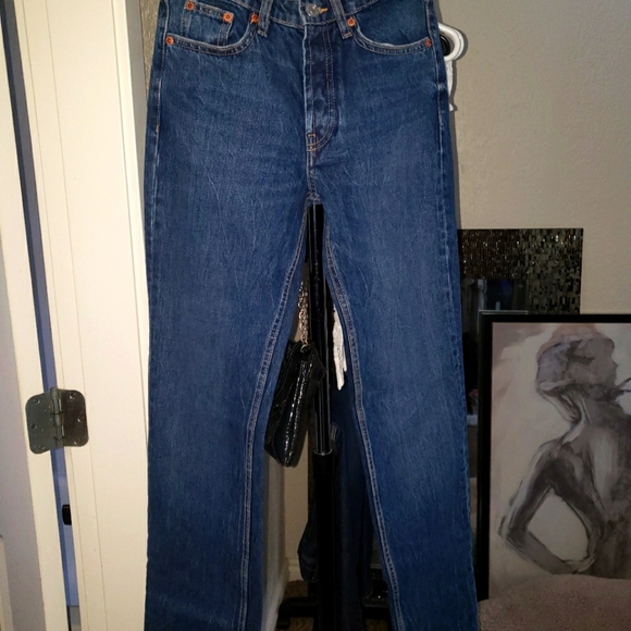 ZARA SIZE 2 HIGH RISE STRAIGHT LEG JEANS - Picture 3 of 5